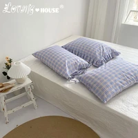 blue plaid pillow case 100 cotton home pillows cover covers decorative 48cm74cm bedding cases pillowcase for bed pillowcases