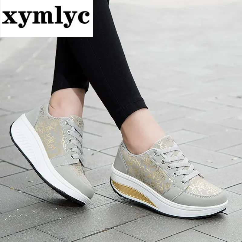 

New Design Mother Shoes Wedge Sneakers Lightweight Women Walking Shoes Height Increasing Breathable Ladies Casual Shoes