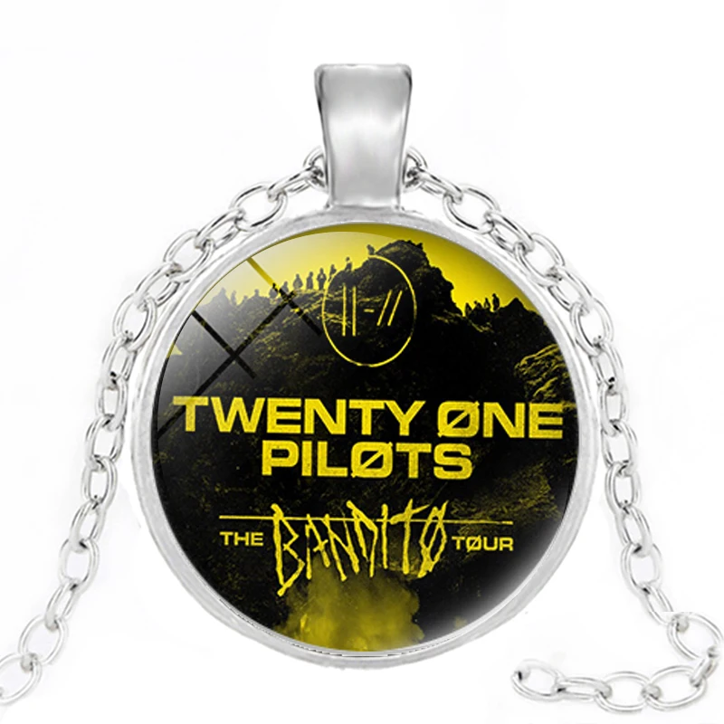 Hot Rock Band Twenty One Pilots Fashion Long Necklace Silver Chain Retro Logo Glass Cabochon Pendant Hiphop Jewelry | Украшения и