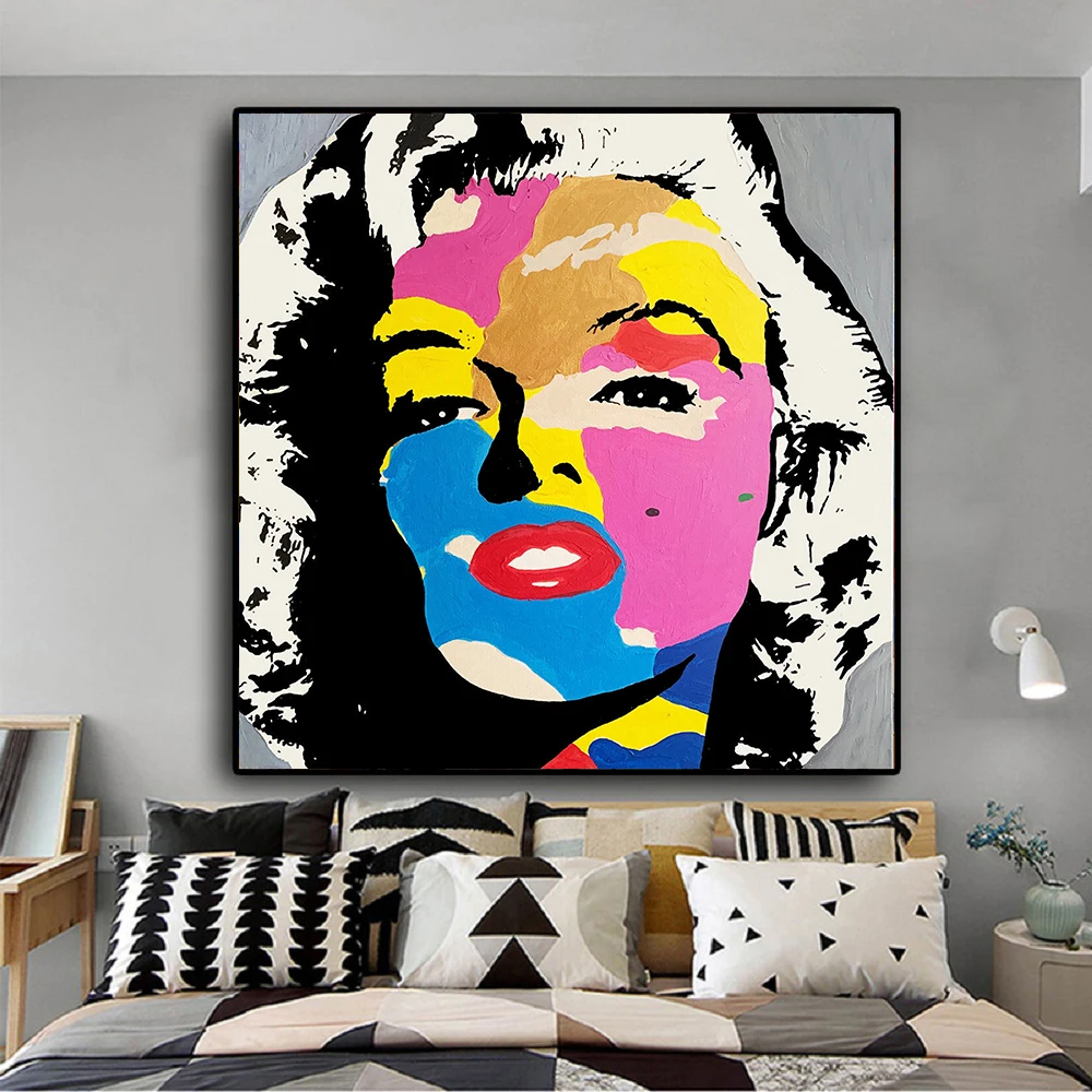 

Colorful Graffiti Monroe Canvas Painting Portrait Abstract Posters and Print Canvas Wall Art Pictures for Living Room Home Decor