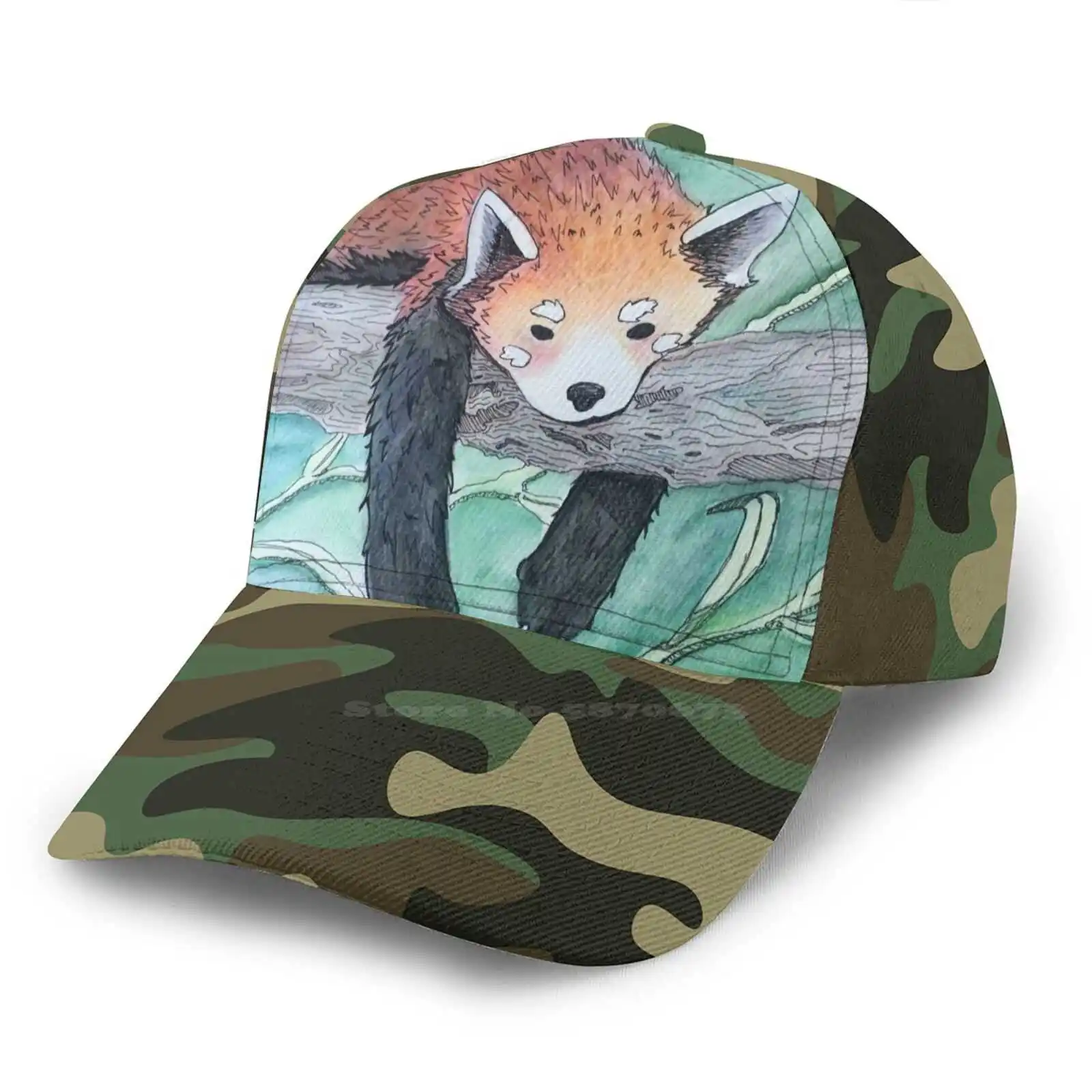 Красная панда модная шапка в стиле хип-хоп красная животные природа акварельные