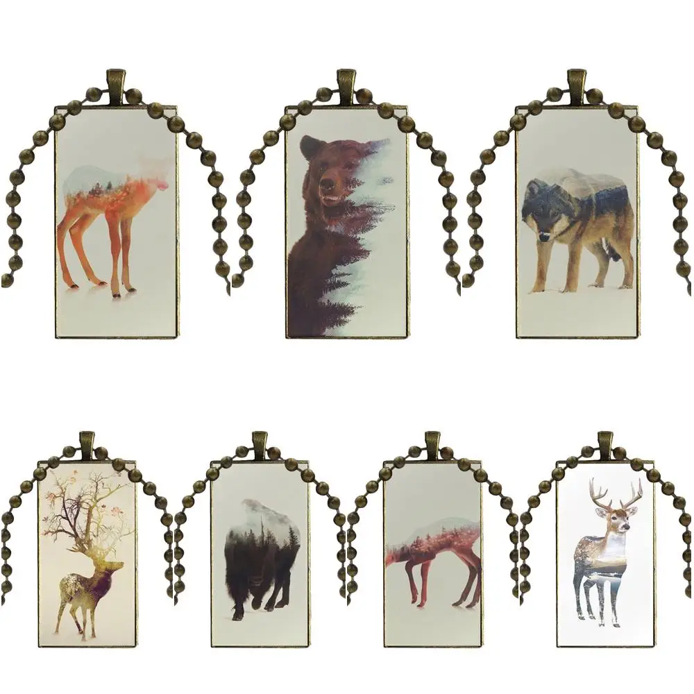 Животное двойное воздействие волк Медведь Олень дикий кабан ожерелье Мода