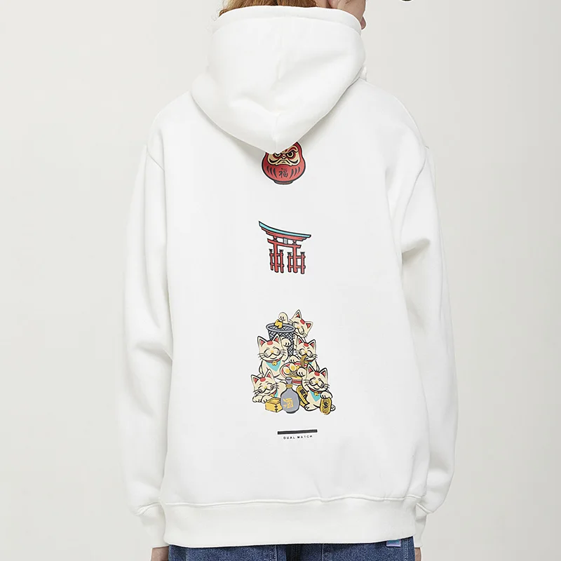 2019 Men Hip Hop Hoodie Sweatshirt Fortune Cat Japanese Streetwear Harajuku Hoodies Pullover Cotton Autumn Hooded New | Мужская одежда