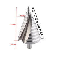1pc step drill bit 6 60mm 4 32mm spiral groove wood metal hole cutter hss round shank step cone drill bit