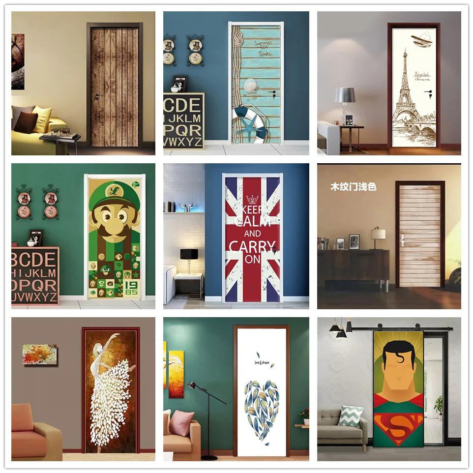 Дверная наклейка в европейском стиле ретро покрытие на дверь ПВХ Большой