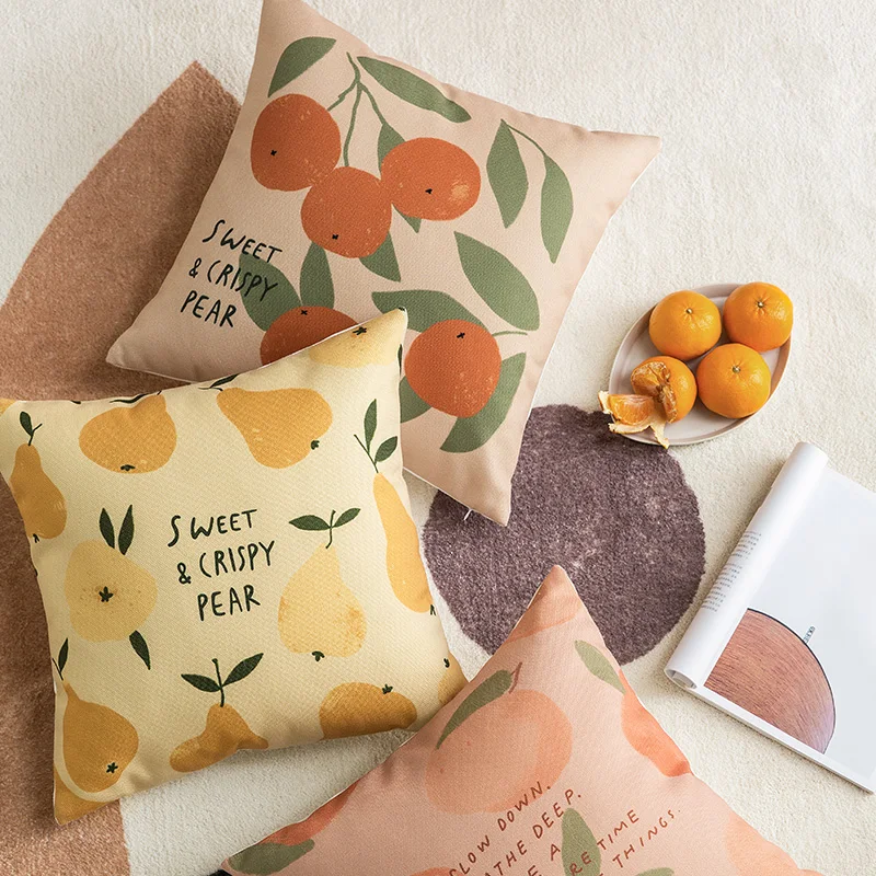 Скандинавская Подушка с фруктами чехол для надписью наволочка грушами подушка
