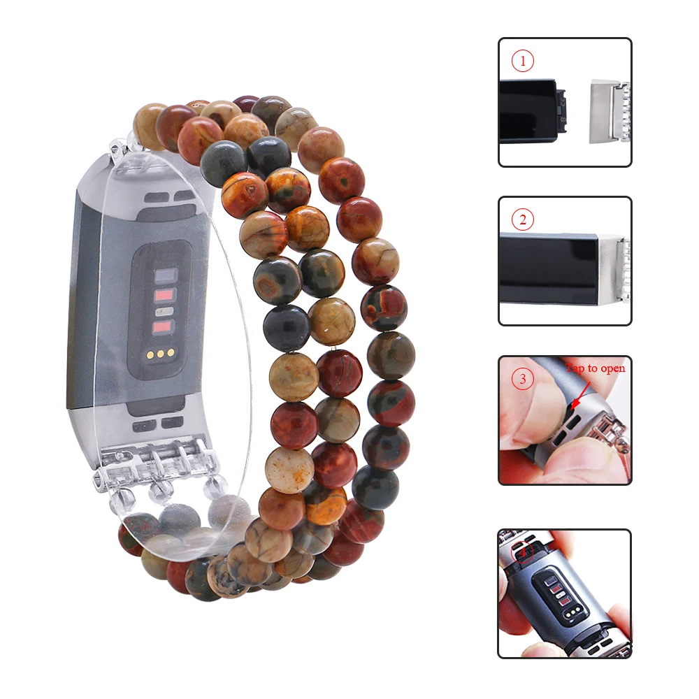 Ремешок для часов Lureen ручной работы Fitbit Charge эластичный ремешок смарт с камнем