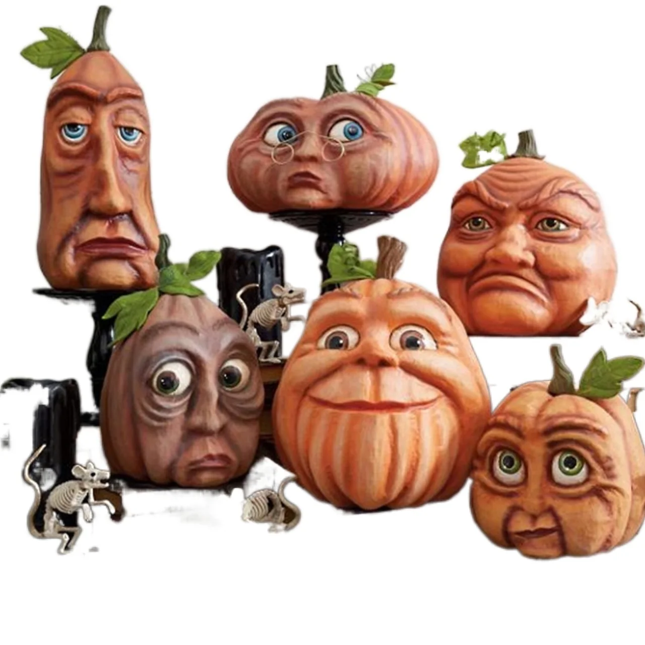 

ztgs Halloween Expressive Pumpkin Family Figurines,lantern Horror Decoration Style Light Restaurant Wedding Party Home Decor