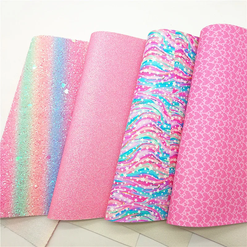 Радужная массивная блестящая кожа сердца звезды печатная Синтетическая Войлок