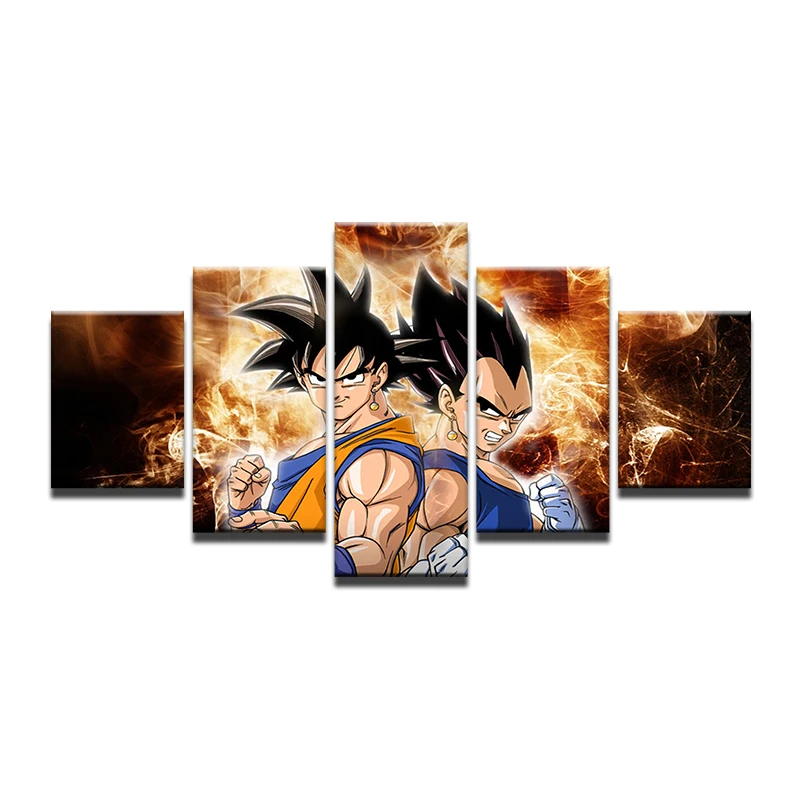 5 paneles pintura en lienzo Hot Top Dragon Ball Z Goku модульный pared arte imperiones imatigenes cartel para sala de estar sin mar |