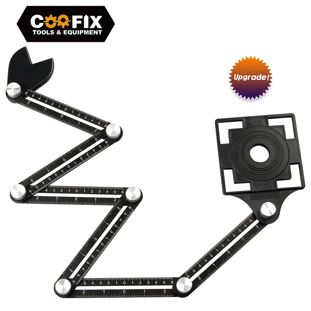 

COOFIX Tile Hole Locator Adjustable Tool Masonry Glass Fixed Angle Measuring Ruler Universal Angular Template 4/6/12 slides/fold