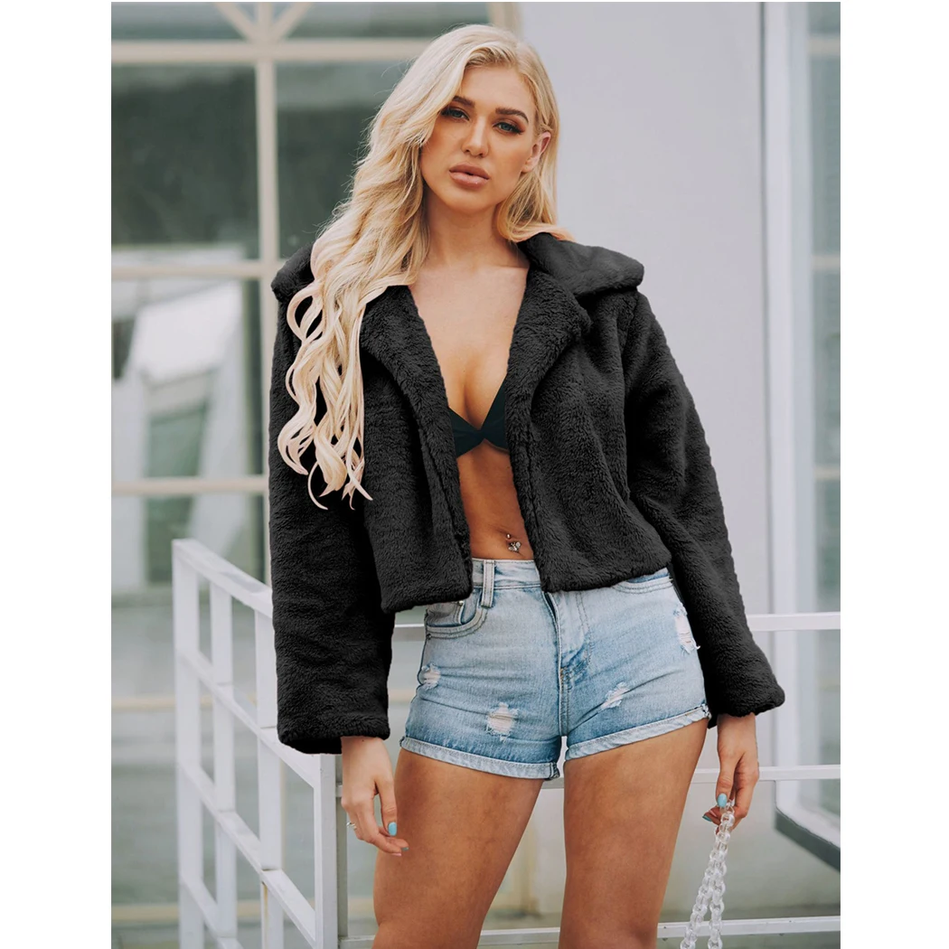 Зимние Модные элегантные женские короткие куртки из искусственного меха 2019