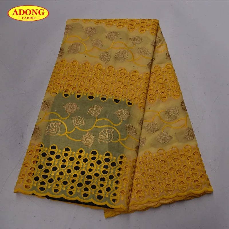 Африканская нигерийская сухая кружевная ткань с вышивкой 100% хлопок Горячая