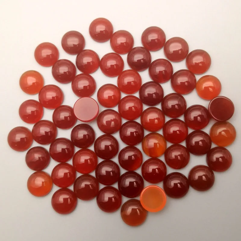 

Natural stone red onyx fashion 50Pcs/lot charm 12mm round cabochon beads for jewelry making Ring Earring accessories no hole