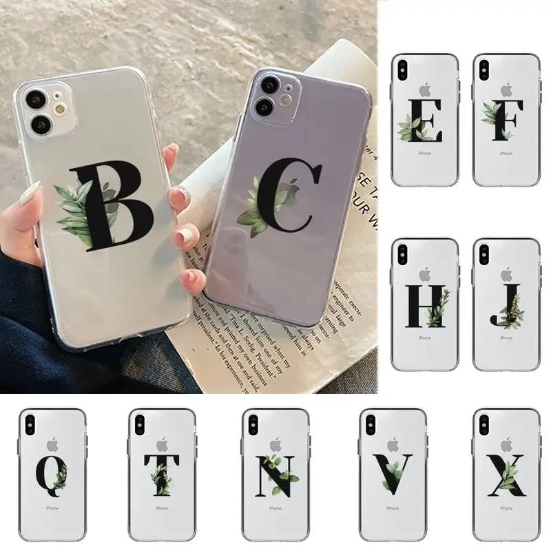 

RuiCaiCa Cute Letters Tropical plants Phone Case for iphone 13 11 12 pro XS MAX 8 7 6 6S Plus X 5S SE 2020 XR case