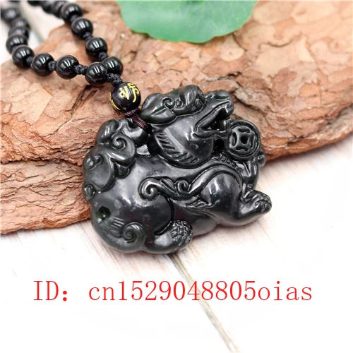 Ожерелье с подвеской в виде дракона из натурального нефрита черного и зеленого