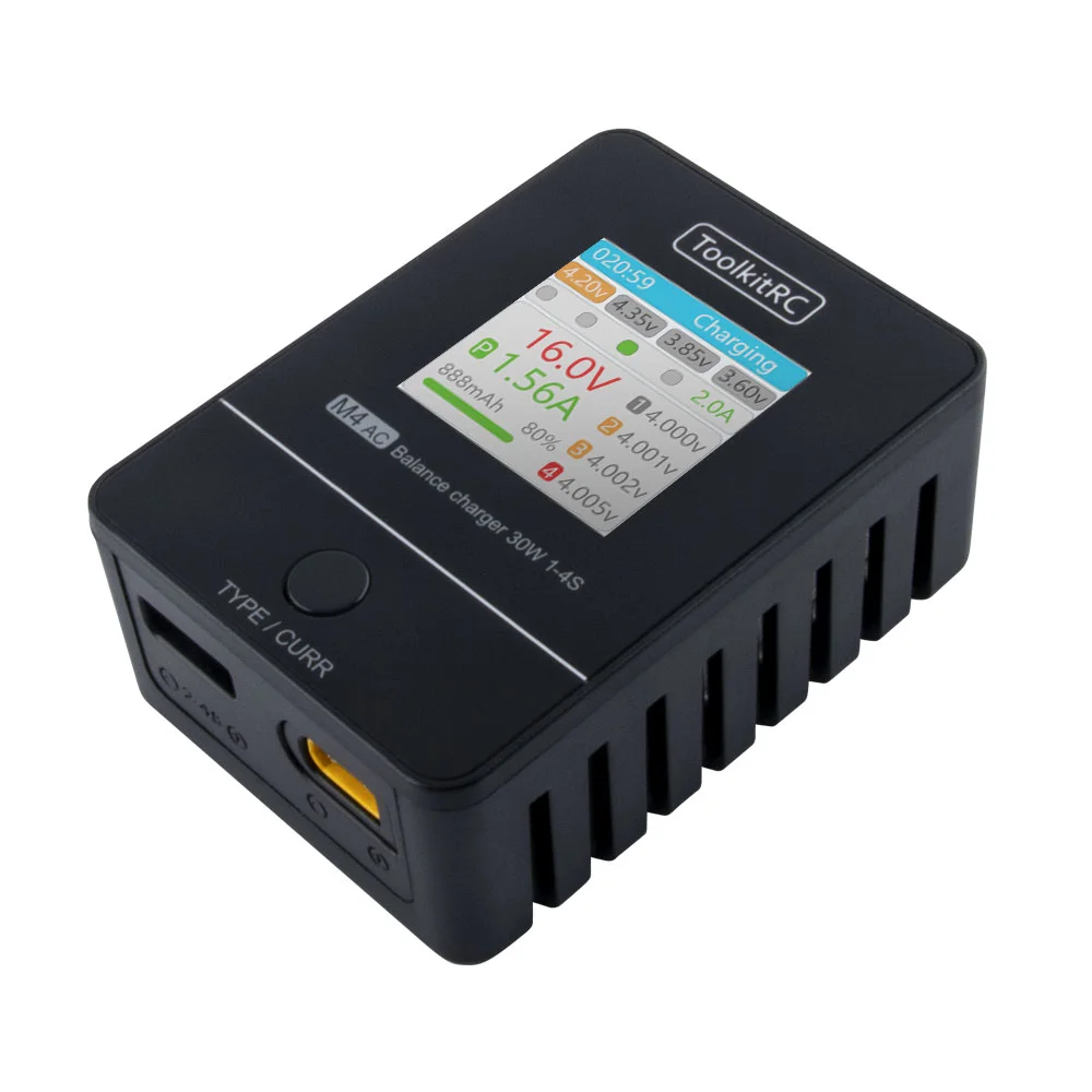 В наличии ToolkitRC M4AC 30W 2.5A AC балансирующее зарядное устройство XT30/XT60 выход для 1 4S LiPo