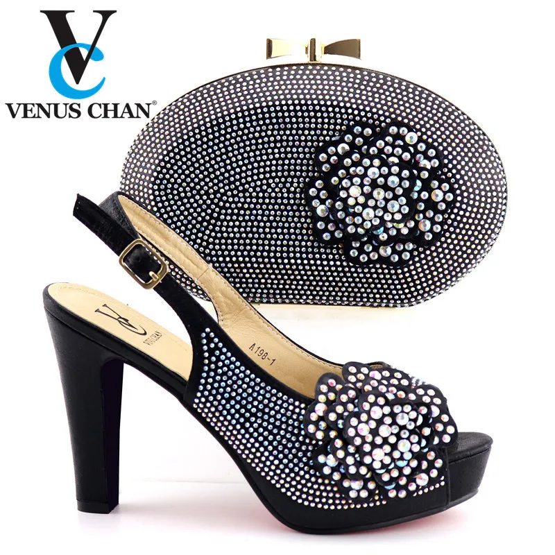 

New Arrival Black Color African Matching Shoes and Bags Set Italian In Women Italian Shoes and Bags To Match Shoes with Bag Set