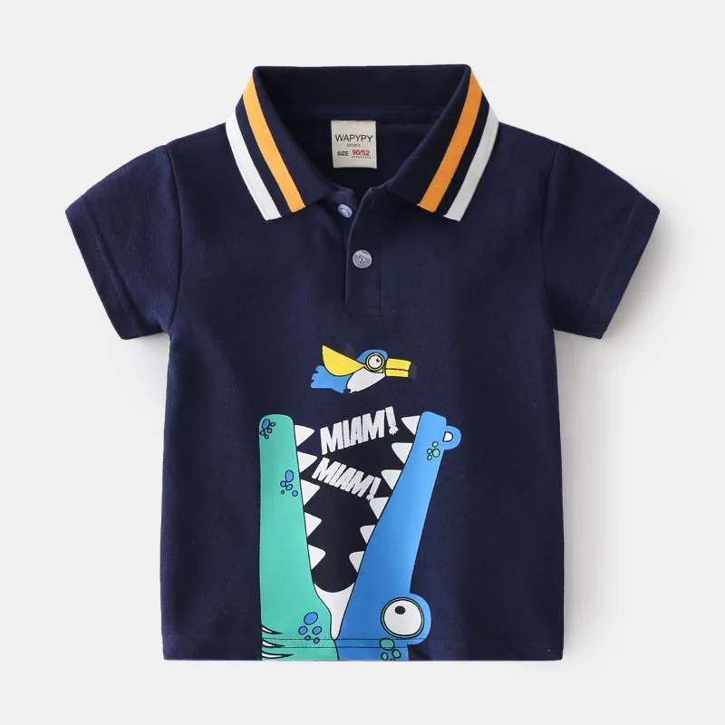 

Cute Crocodile Boys Polo Tshirt Summer Quality Toddler Tops Tees Breathable Fabric Children Shirt Kids Clothes