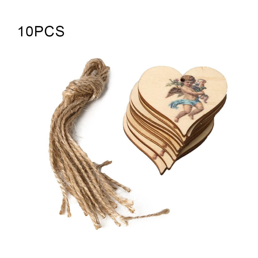 

Wooden Angel Ornaments Printed Vintage Blue Angel Scene Props Ornament Heart Shaped Home Decor YO Trusted