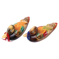 cute chinese wooden mandarin duck and duck decorations interior bedroom room decoration 2pcs