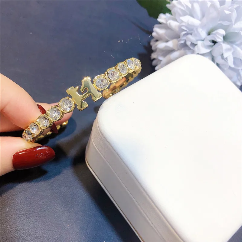 Модный женский большой кожаный браслет простой Универсальный Широкий H Word для