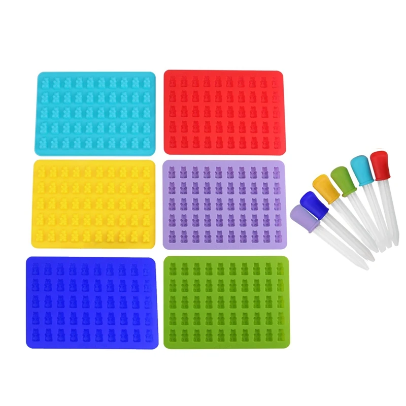 50 полостей красочные силиконовые Медвежонок Gummy конфеты плесень с 6 капельницей