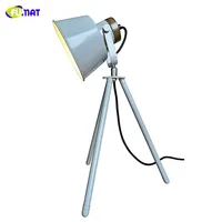 FUMAT Table Lamps Study Metal Grey Small Lamp Shade LED E26 Adjustable Straw Hat Desk Lamps Office Tripod Bedside Lights