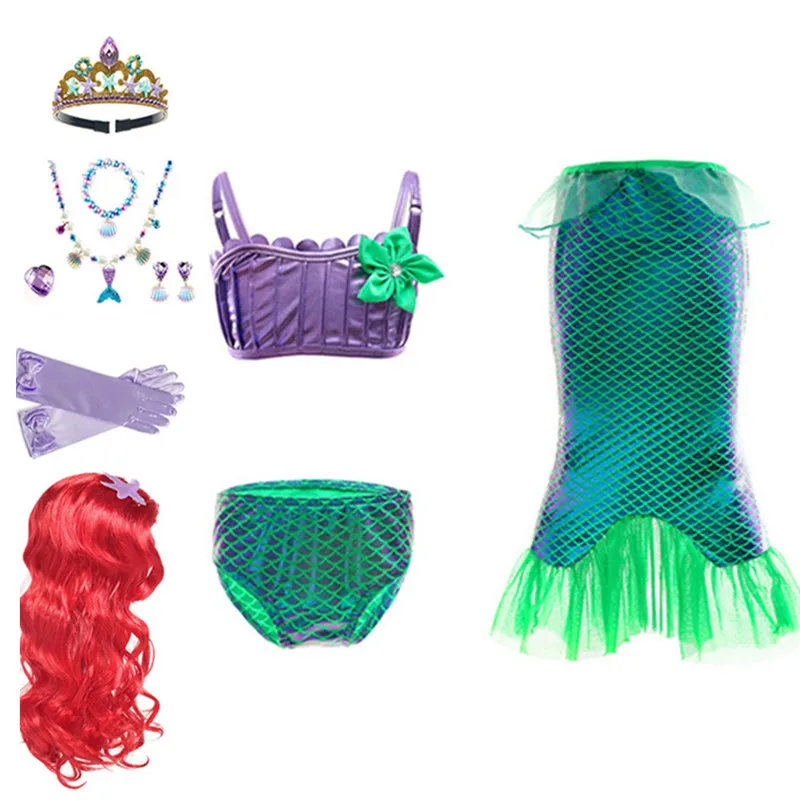 Детское платье Русалочки Ариэль комплект для косплея маленьких девочек одежда