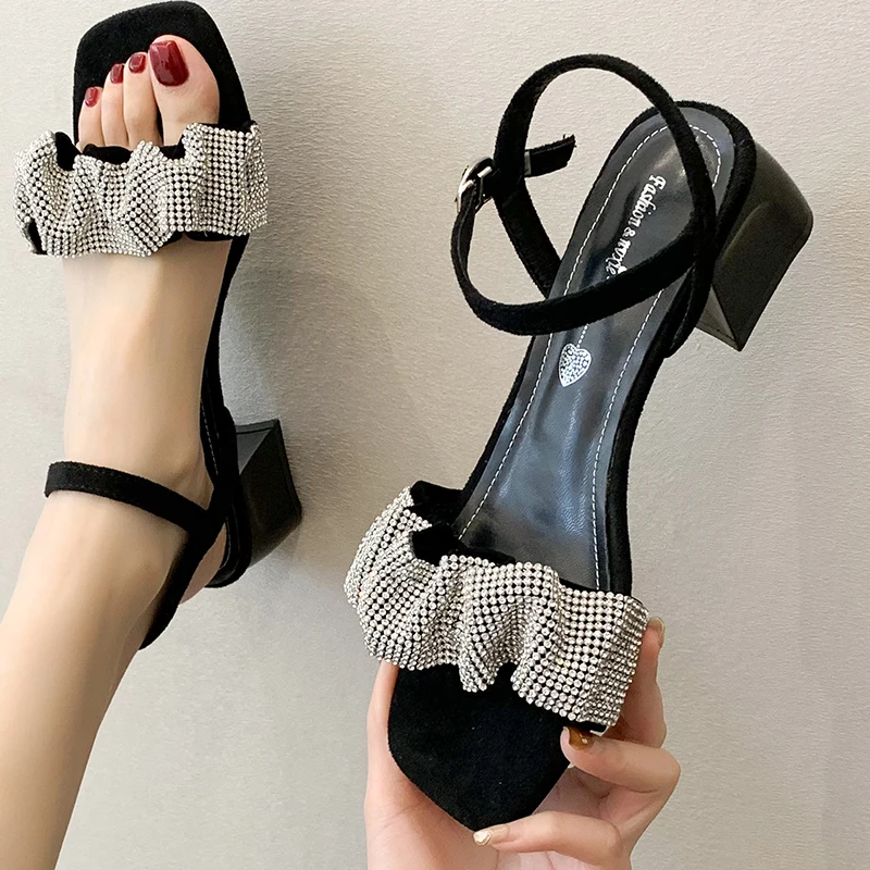 

Женские босоножки, туфли-лодочки 2021, женские туфли на каблуке, новая женская обувь, женские летние туфли стразы на каблуке