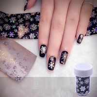 1pcs christmas snowflake nail art stickers christmas starry sky pattern thermal transfer stickers glitter nail art decoration