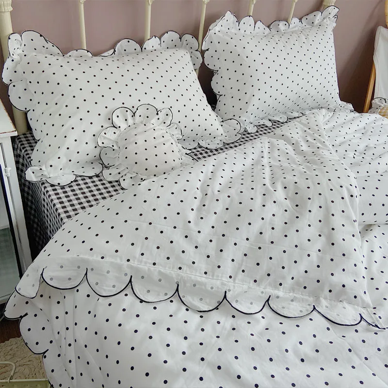 

Cotton Bedding Set Twin Size Bedding Sets Bed Duvet Cover Bedspread Flat Sheet Pillowcas White / Black