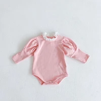 milancel 2021 autumn baby bodysuits toddler girls one piece ruffle girls one piece flower collar newborn clothes