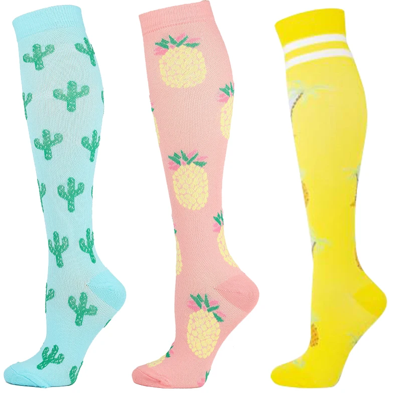 3 Pairs Compression Stockings Men Women Cycling Sports Socks Fit for Edema Diabetes Varicose Veins Marathon Running Socks