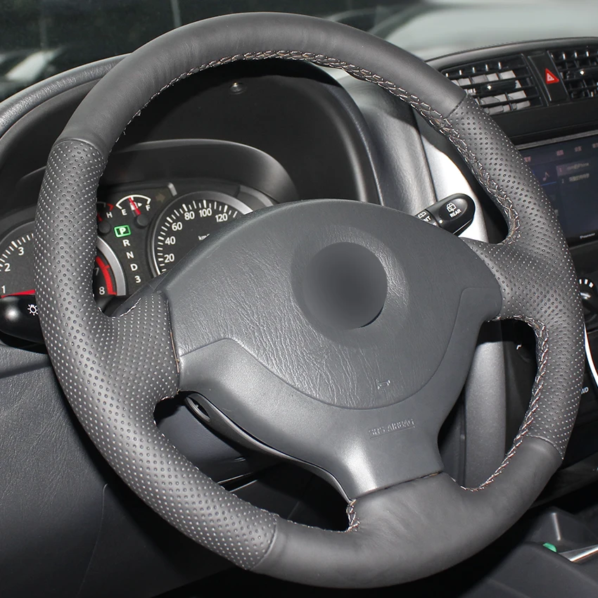 hand stitched black artificial leather anti slip car steering wheel cover for suzuki jimny 2005 2006 2007 2013 2014 free global shipping