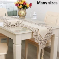 european style khaki hollow cloth embroidered table runner pad tv cabinet piano cover bedroom study decoration camino de mesa