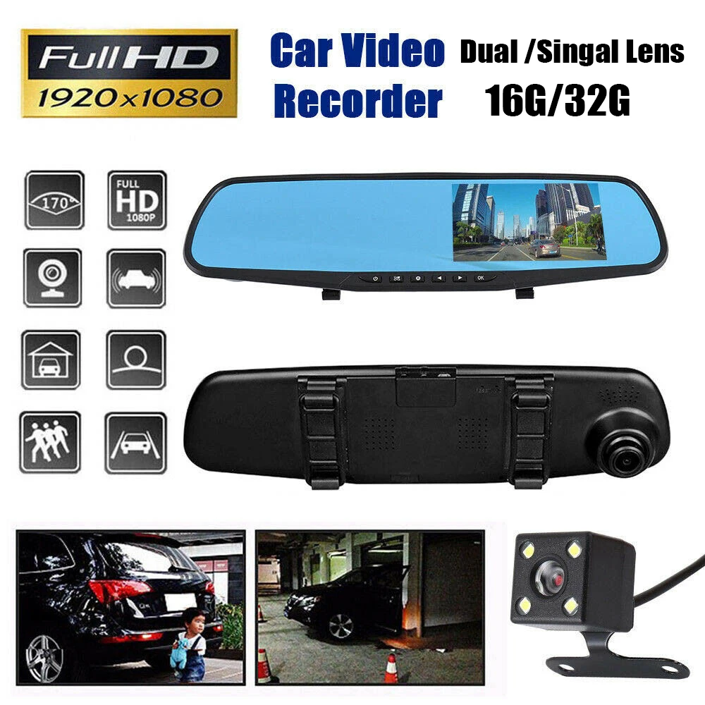 

Full HD 1080P Car DVR Camera Auto 4.3 Inch Rearview Mirror Digital Car Driving Video Recorder Dual Lens Registratory Camcorder