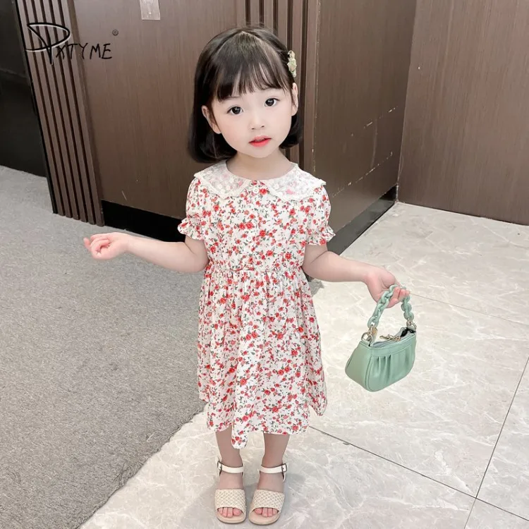 

Children's Clothes Girls Dresses Baby Girls Clothes Kids Summer Princess Lace 2021 New Summer Short Sleeve Floral Lolita