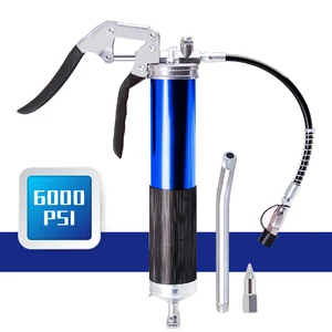 Сверхмощный Профессиональный пистолет для смазки 6000 PSI с 12-дюймовым гибким шлангом и 6-дюймовым жестким удлинителем