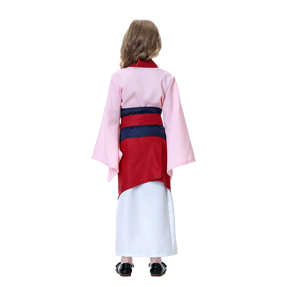 

Mulan Dress For Girl Stage Performance Clothes Children Chinese Traditional Costumes Kids Partial collar Wide sleeves Hafu