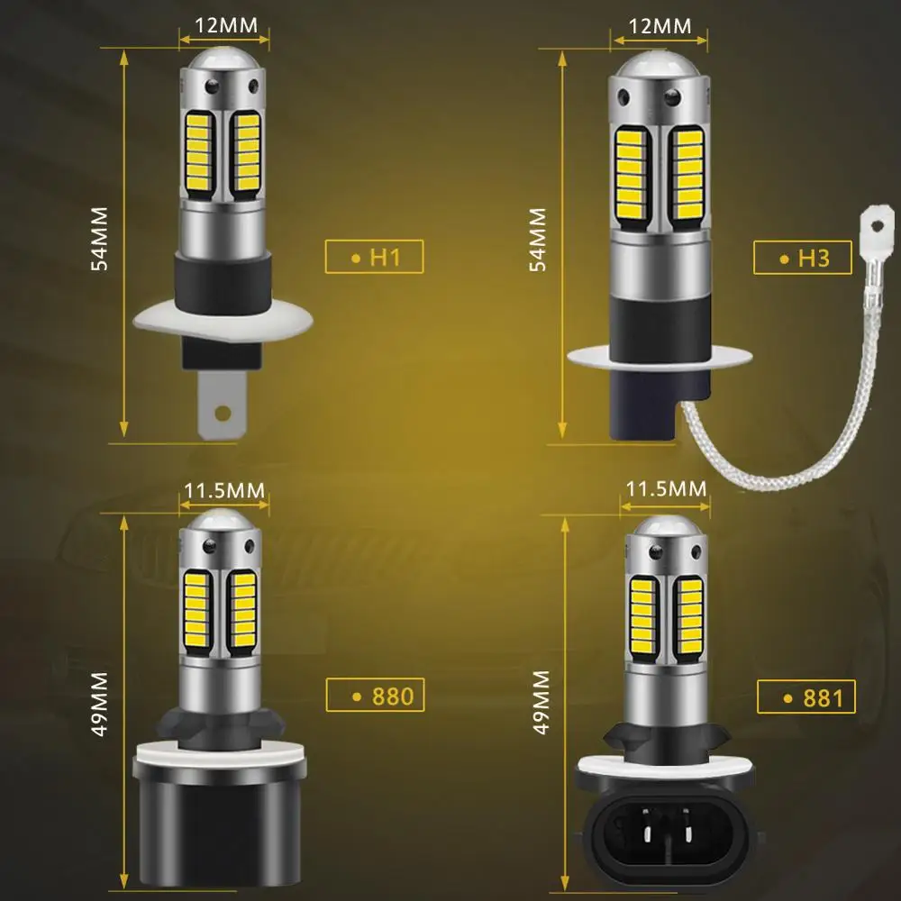 2x881 880 H27 светодиодные Сменные лампы высокой мощности DRL 6500K белый 30SMD 4014 для