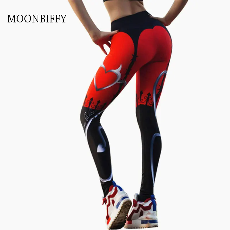 

Леггинсы женские с принтом сердца для фитнеса