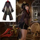 Костюм для косплея Hutao Genshin Impact, парик, косплей, Аниме игра Ху Тао, костюмы на Хэллоуин в китайском стиле для женщин