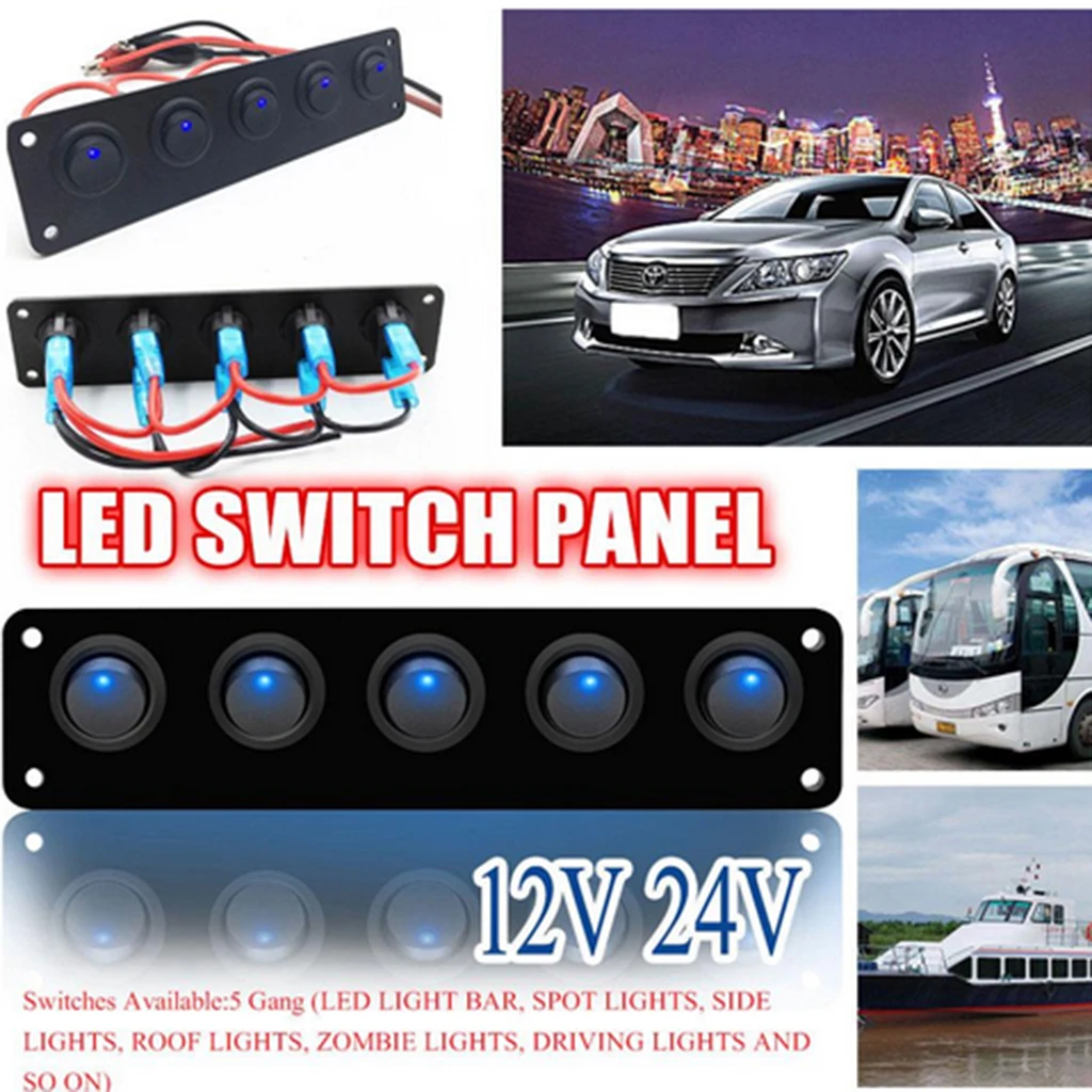 12V тумблер коробка панель (5) Вкл/Выкл кулисный переключатель с светодиодный