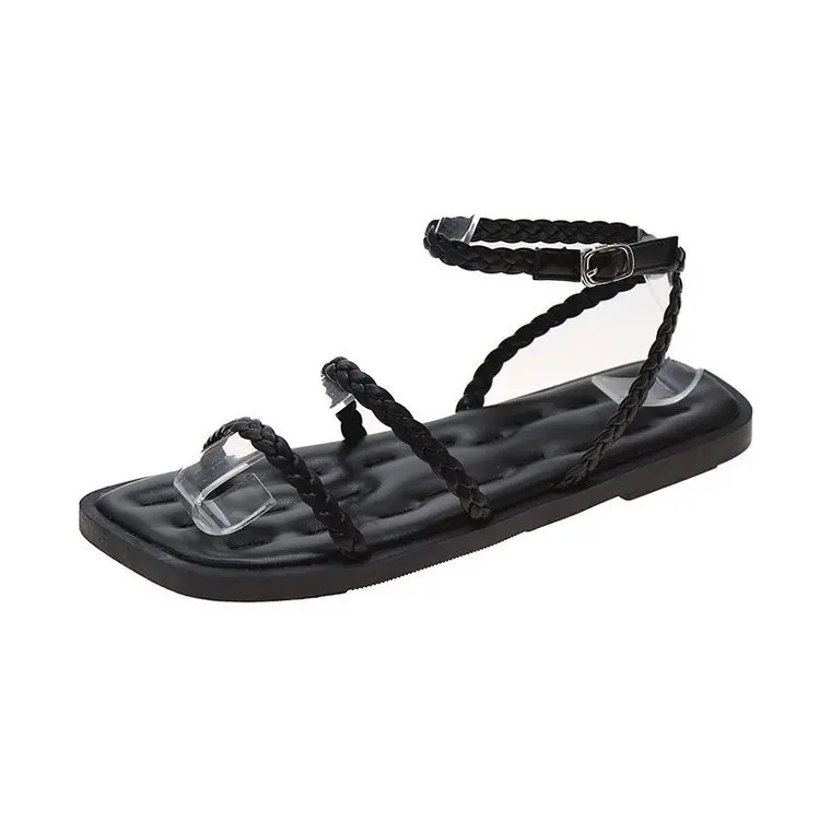 

Low Sandals Woman Leather Clear Heels Breathable Suit Female Beige Shoes Lady 2021 Shallow Mouth Low-heeled Comfort Black New Gi