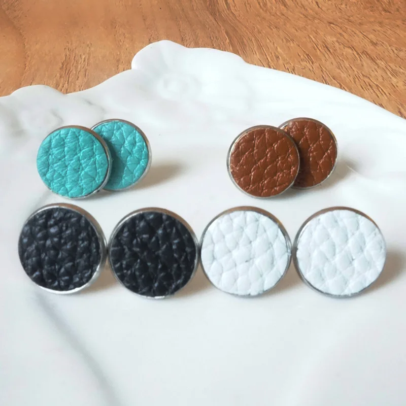 

Trendy Earrings for Women Genuine Leather Stainless Steel Earrings Boho Round Stud Earrings Party Holiday Jewelry Wholesale