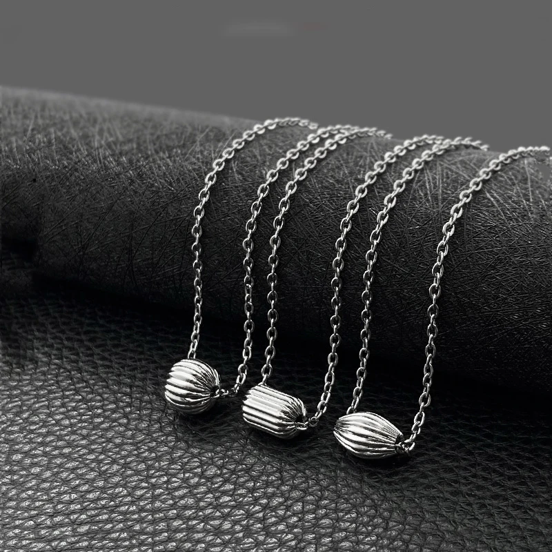 Модный кулон из титановой стали Круглый Кулон бисера женская простая цепочка для