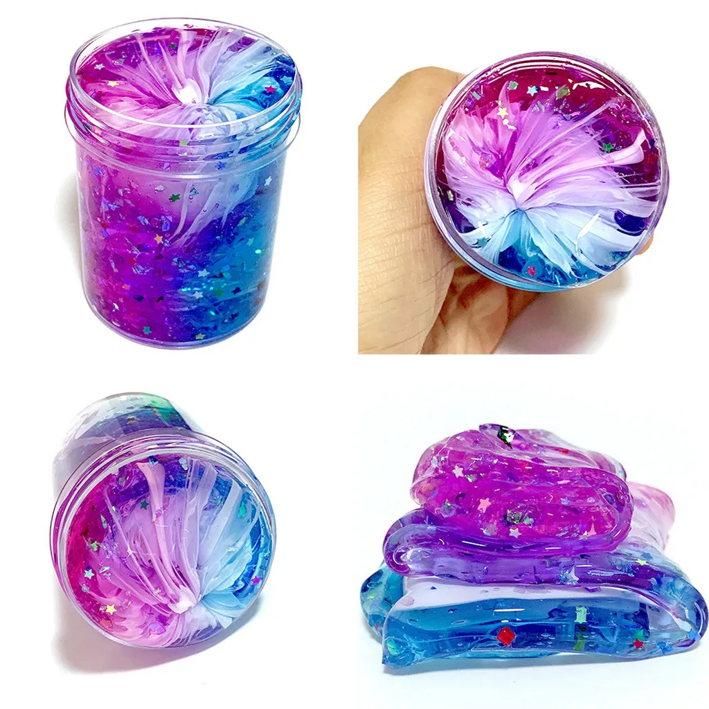 

Clear Slime Popit Toys Modeling Clay Beautiful Color Mixing Fidget Toy Cloud Slime Kids Relief Stress Toy