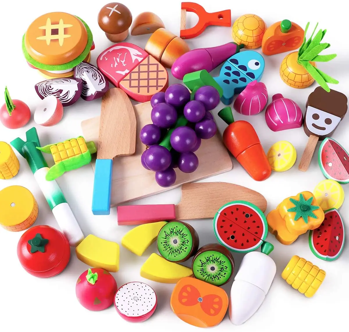 Brinquedo de Madeira Anos de Idade Presente para 3 Corte Cozinhar Comida Fingir Jogar Cozinha Conjunto Aprendizagem Precoce 4 5 6 Crianças Criança Menino Menina