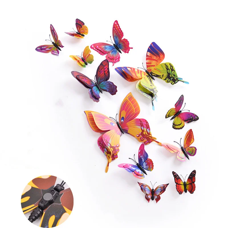 

3d simulation stickers Butterfly Vintage purple Wall Sticker Home Decor Bedroom study living room Decorative paintings